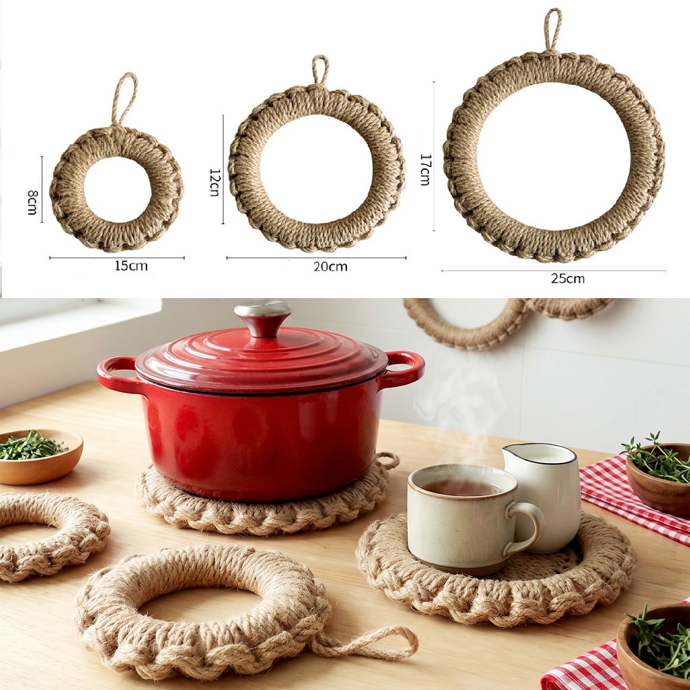 2Pcs Alas Panci Anyaman Jute R - Cast Iron Corn ulasan dan harga