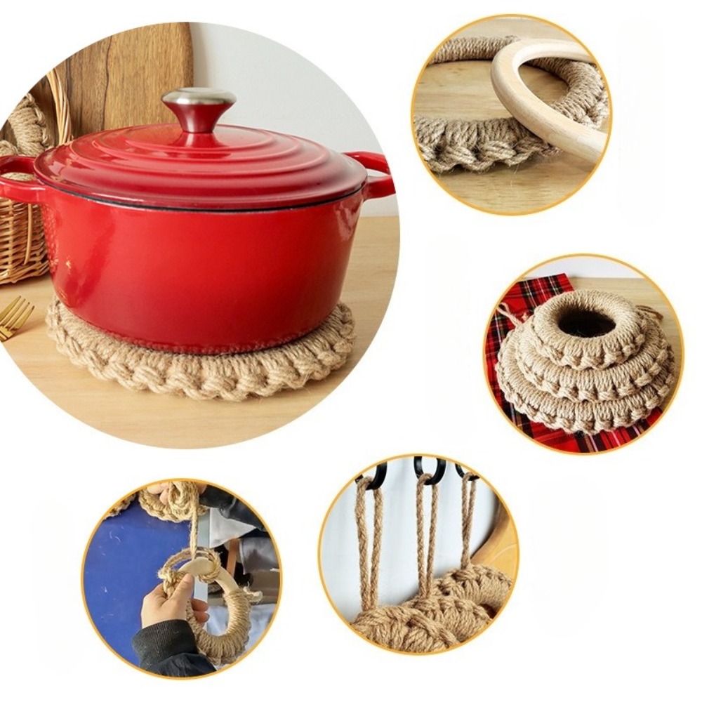 2Pcs Alas Panci Anyaman Jute R - Cast Iron Corn ulasan dan harga